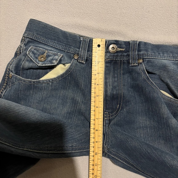 MMA Elite Jeans 32x30 Blue Low Rise Bootcut Flap Pockets Y2K Grunge Spring - Picture 5 of 10
